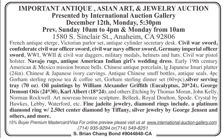 IMPORTANT ANTIQUE ASIAN ART JEWELRY AUCTION Presented by International 